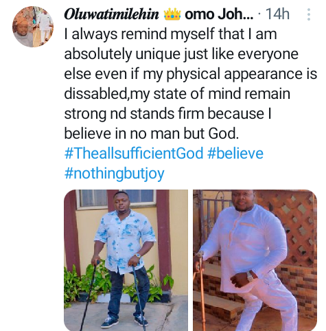 "I will swear and curse you" - Physically challenged Nigerian man slams people mocking him for seeking serious relationship online