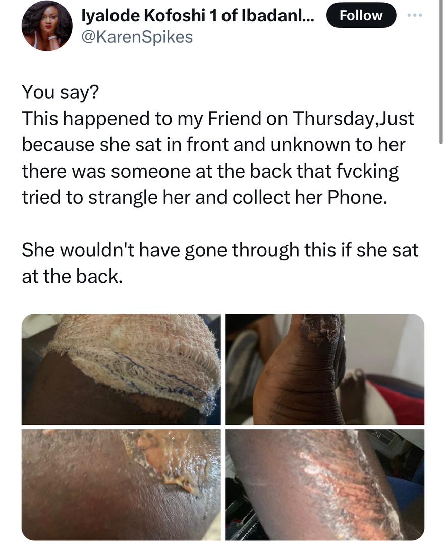 Lady recounts how her friend almost lost her life after sitting in the front seat of a cab