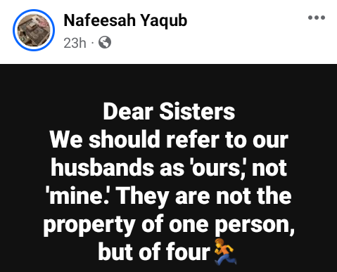 Dear sisters, we should refer to our husbands as 