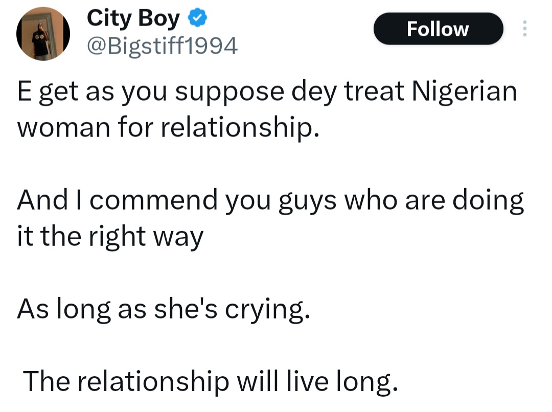 Men boast about making their women cry as they say that